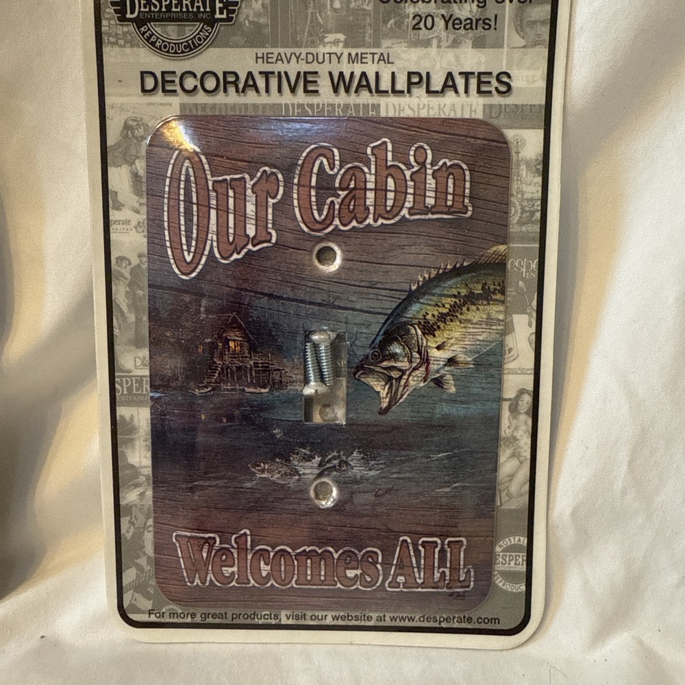 METAL LIGHT PLATE SWITCH COVER OUR CABIN WELCOMES‎ ALL FISHING OUTDOORS LAKE